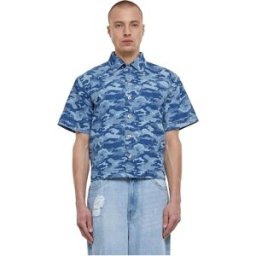 Urban Classics Chemise à Manches Courtes Laser Camo Printed Boxy Blue Laser Camo 5XL Homme