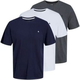 Jack & Jones T-shirt à Manches Courtes Paulos 3 Unités Dark Grey Melange / White / Navy Blazer 2XL Homme