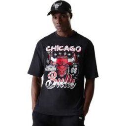 New Era T-shirt à Manches Courtes Nba Graphic Oversized Chicago Bulls Black M Homme