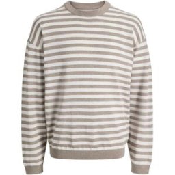 Jack & Jones Pull Cole String / Stripes W Cloud Dancer M Homme