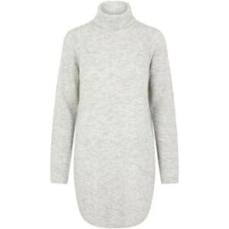 Pieces Pull à Col Roulé Ellen Light Grey Melange L Femme