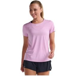 2xu T-shirt à Manches Courtes Light Speed Tech Pastel Pink / White Reflective L Femme