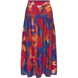 Only Jupe Midi Celia Flowy Fuchsia Purple / Aop Sunset Bali M Femme