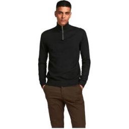 Jack & Jones Pull à Demi-zip Emil Black 3XL Homme