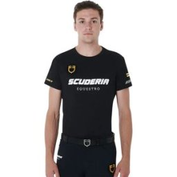 Equestro T-shirt à Manches Courtes Scuderia Collection Cotton Black 2XL Homme