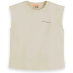 Scotch & Soda T-shirt Sans Manches Side Panel Insert Soft Ice L Femme