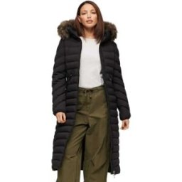 Superdry Veste Fuji Faux Fur Longline Black XS Femme