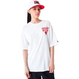 New Era T-shirt à Manches Courtes Nba Script Chicago Bulls White S Homme