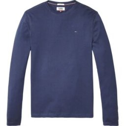 Tommy Jeans T-shirt à Manches Longues Original Ribbed Organic Cotton Black Iris XS Homme