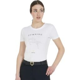 Equestro T-shirt à Manches Courtes Jumping Diamonds White XS Femme