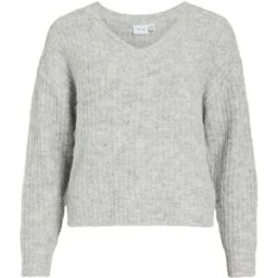 Vila Pull à Col En V Lampe Medium Grey Melange XS Femme
