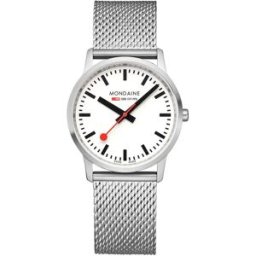 Mondaine Montre Simply Elegant 36 Mm White / Stainless Steel Mesh One Size Homme