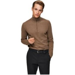 Selected Pull à Demi-zip Berg Teak / Detail Melange L Homme