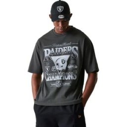 New Era T-shirt à Manches Courtes Nfl Washed Super Bowl Oversized Las Vegas Raiders Grey S Homme