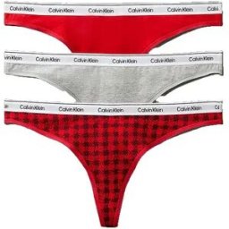 Calvin Klein String 000qd5209e 3 Unités Blotched Plaid / Adrenaline Rush / Black L Femme