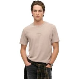 Superdry T-shirt à Manches Courtes Micro Logo Deep Beige L Homme