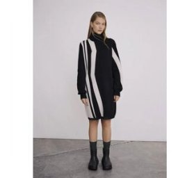 Object Robe à Manches Longues Ray Roll Black / Pattern Sandshell Vertical Stripes S Femme