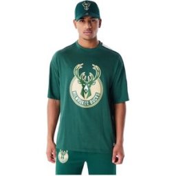 New Era T-shirt à Manches Courtes Nba Panel Milwaukee Bucks Dark Green M Homme