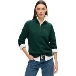 Superdry Pull à Demi-zip Classic Dark Pine Green M Femme