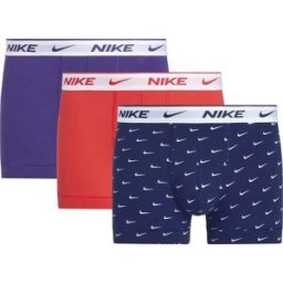 Nike Boxers Eday Cotton Stretch 3 Unités Blue Void Swoosh Print / Light Crimson / Court Purple S Homme