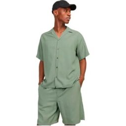 Jack & Jones Chemise à Manches Courtes Aaron Tencel Resort Lily Pad / Fit Relax Fit M Homme