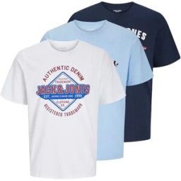 Jack & Jones T-shirt à Manches Courtes Elogo 3 Unités Chambray Blue / Bright White / Skycaptain XL Homme