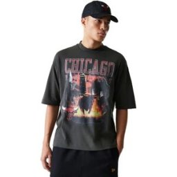 New Era T-shirt à Manches Courtes Nba Washed Graphic Chicago Bulls Grey L Homme