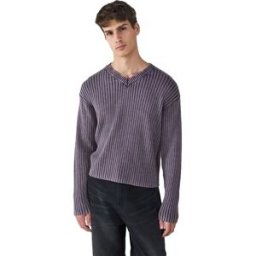 Balmohk Pull à Col En V Cropped Washed Purple / Plum Perfect S Homme