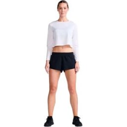 2xu T-shirt à Manches Longues Light Speed Tech Crop White / Black Reflective L