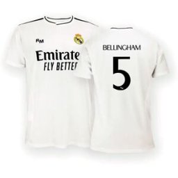 Real Madrid T-shirt à Manches Courtes Domicile 24/25 Bellingham White 2XL Homme,Femme