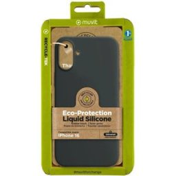 Muvit For Change Coque De Téléphone Liquid Silicone Iphone 16 Black One Size unisex