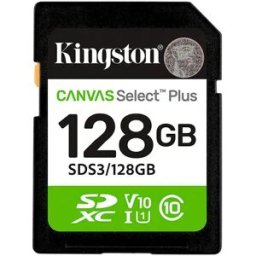 Kingston Carte Mémoire 128gb Sdxc Canvas Select Plus Gen3 150 Mb/s C10 Uhs-i U1 V10 Black One Size unisex