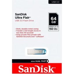 SanDisk Clé Usb Cruzer Ultra Flair 64gb Usb 3.0 Silver / Blue One Size unisex