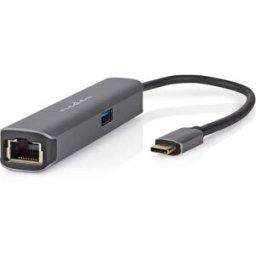 Nedis Adaptateur Usb Multiport 4 En 1 Ccbw64220at02 Usb 3.2 Gen 1 Usb-c M-rj45 F/hdmi/usb-a F/usb-c F 5 Gbps Plaqué Or 0.2 M Anthracite One Size unisex