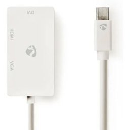 Nedis Câble Mini Displayport Ccgp37465wt02 Dp 1.2 Mini Dp M-dvi-d 24+1 Broches F/entrée Hdmi/vga F 21.6 Gbps Nickelé 0.2 M White One Size unisex