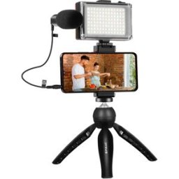 Puluz Kit D´enregistrement En Direct Trépied + Lumière Led + Microphone + Clip Pour Téléphone Pkt3132b Black One Size unisex