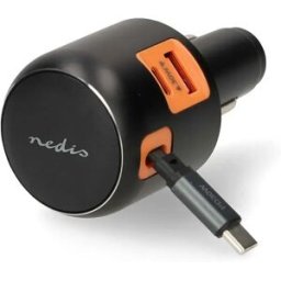 Nedis Chargeur De Voiture Usb-a &usb-c 60w Black / Orange One Size unisex