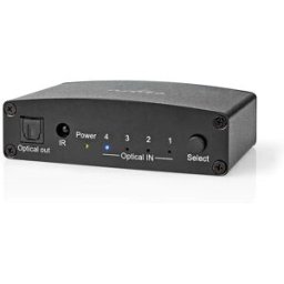 Nedis Commutateur Audio Numérique Toslink 4 Entrées Télécommande/manuel Métal Black One Size unisex