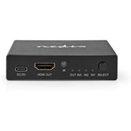 Nedis Commutateur Hdmi 3 Ports 3xhdmi Entrée Vers 1xhdmi Sortie 8k Télécommande Aluminium 60hz Anthracite One Size unisex