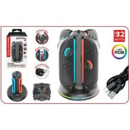 Blackfire Station De Charge Switch2 Quad Rgb Led Joy-con Black One Size unisex