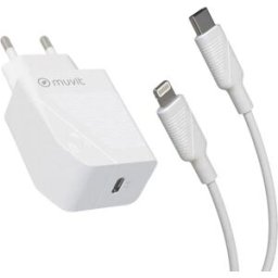 Muvit For Change Chargeur Usb-c Pd 20w+usb-c Lightning 1m 2.4a White One Size unisex