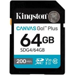 Kingston Carte Sd Sdxc Canvas Go Plus Gen4 C10 Uhs-i U3 V30 64gb Black One Size unisex