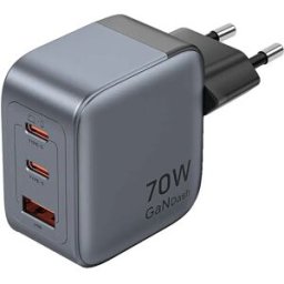 Vention Fedb0-eu 2xusb-c 1xusb-a 65w/30w/chargeur Mural Usb-a Et Usb-c Gan Réseau 30w Gray One Size unisex