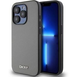 Dkny Coque De Téléphone Pu Leather Metal Logo Magsafe Iphone 15 Pro Max Silver One Size unisex