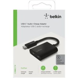 Belkin Adaptateur Rockstar Connect Usb C Audio+charge Black One Size unisex