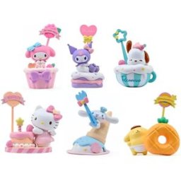 Yume Toys Série Sanrio Party Time Et Présentoir De Mini Figurines Avec Support Pour Mémos Hello Kitty Friends 5 Cm 12 Unités Multicolor One Size unisex