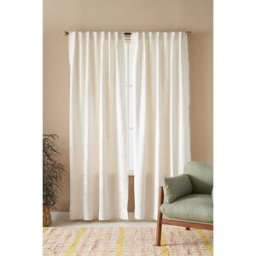 Rideau en mélange de lin de luxe en White taille: 50 x 84 chez Anthropologie