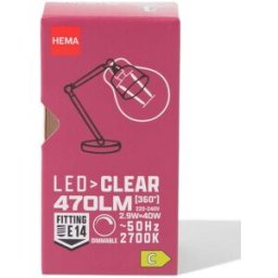 HEMA Ampoule LED Clear E14 2,9W 470lm Dim