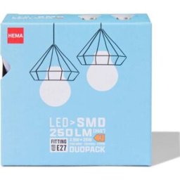 HEMA Boule Led Smd E27 1,8W 250lm - 2 Pièces
