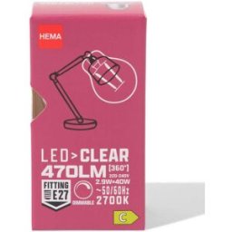 HEMA Ampoule LED Clear E27 2,9W 470lm Dim